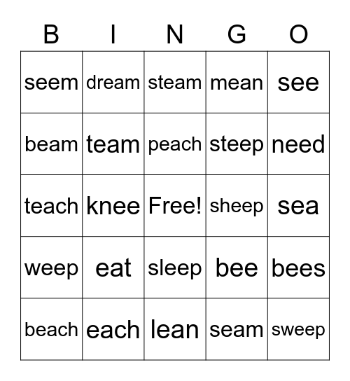 ee ea  Bingo Card