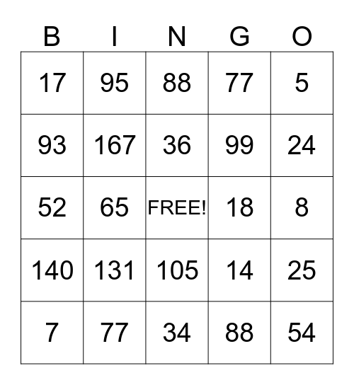 BINGO, BINGO, BINGO! :) Bingo Card