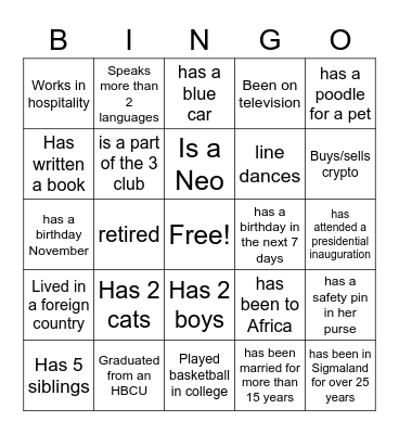 Find the soror who.... Bingo Card
