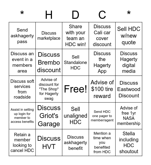 HDC Bingo Card