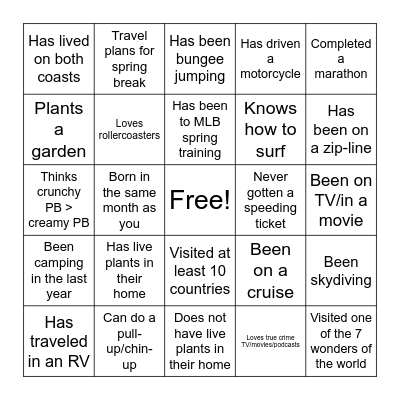WK March Social Bingo Card