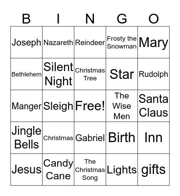 Camphor's Christmas  Bingo Card