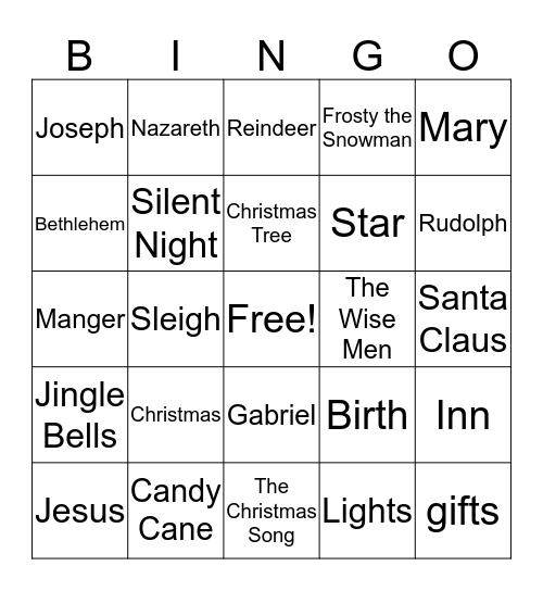 Camphor's Christmas  Bingo Card