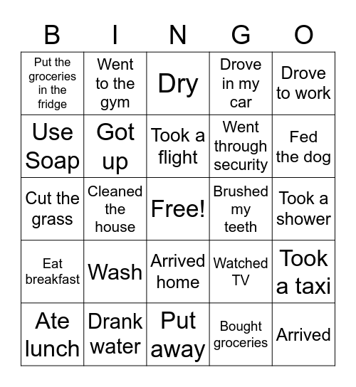 Sequence of events! Bingo Card