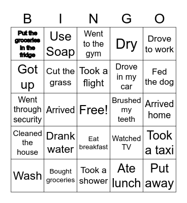 Sequence of events! Bingo Card