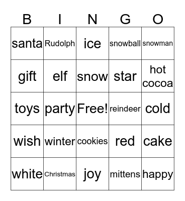 Winter & holiday bingo Card