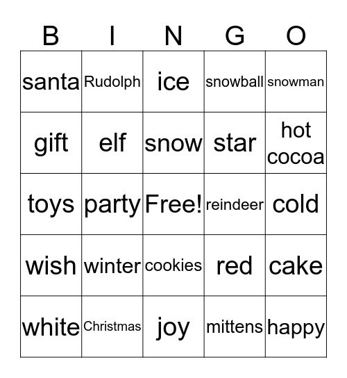 Winter & holiday bingo Card