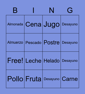 Spanish foods Bingo Card