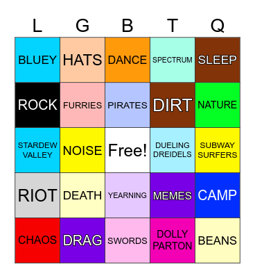 Gay Bingo (GINGO) Bingo Card