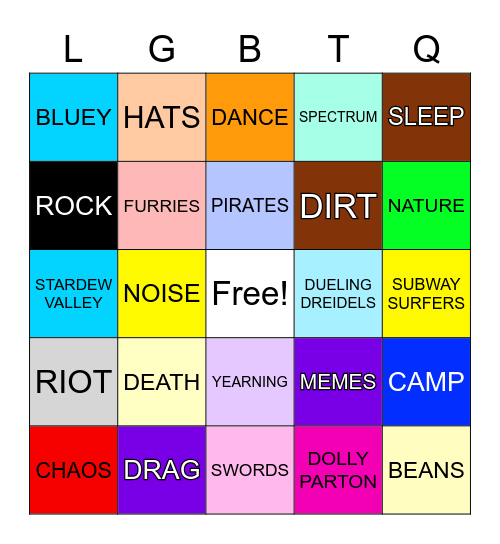 Gay Bingo (GINGO) Bingo Card