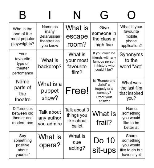 Untitled Bingo Card Untitled bingo card