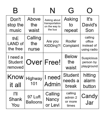 Radio Bingo Card