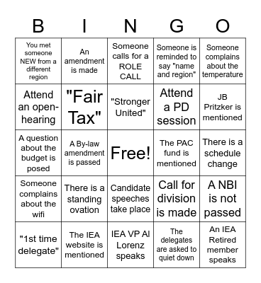 Region 8 RA Bingo! Bingo Card