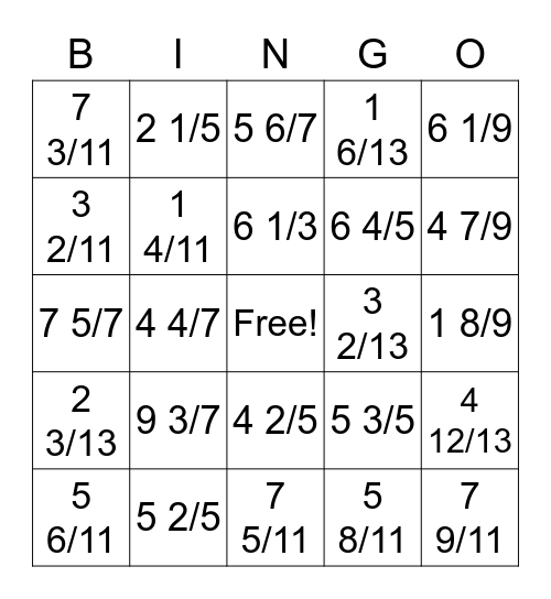 Math MANIA!! Bingo Card