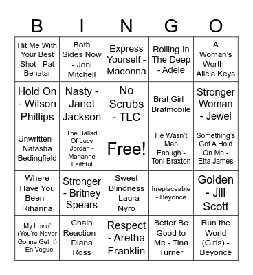 International Women's Day Bingo Card