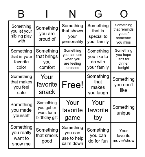 Scavenger Hunt Bingo Card