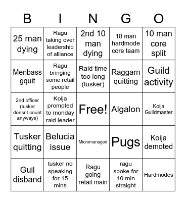 Koija Pepega meeting Bingo Card