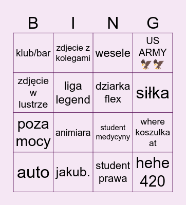 tinder chłop Bingo Card