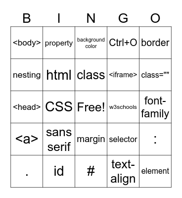 HTML Bingo Card