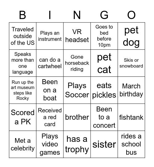 Get to Know Your Teammates Bingo Card