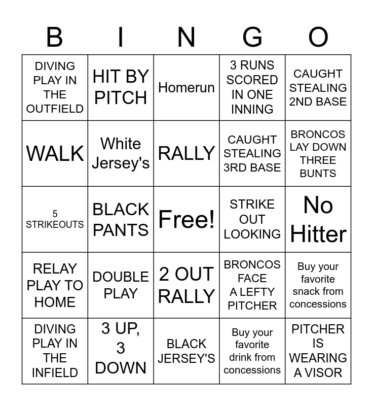 SANTA CLARA SOFTBALL Bingo Card