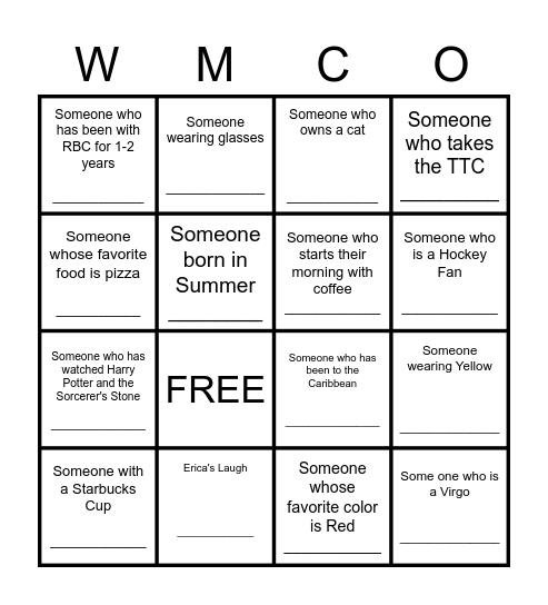 SE Networking Bingo Card