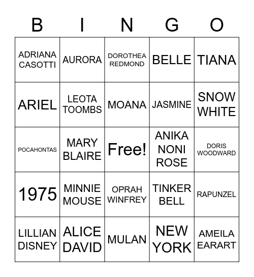 INTERNATIONAL WOMENS DAY BINGO Card