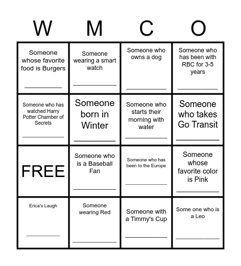 SE Networking Bingo Card