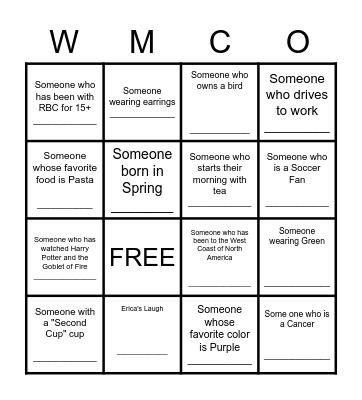 SE Networking Bingo Card
