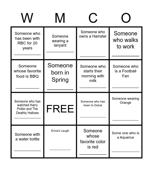 SE Networking Bingo Card