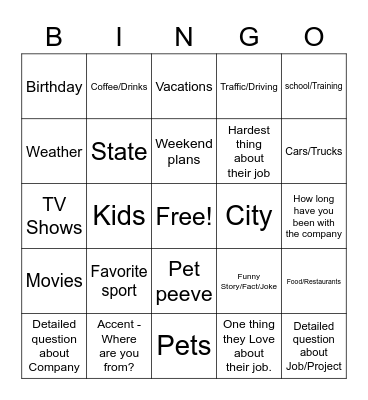 Personalize Service Topics Bingo Card