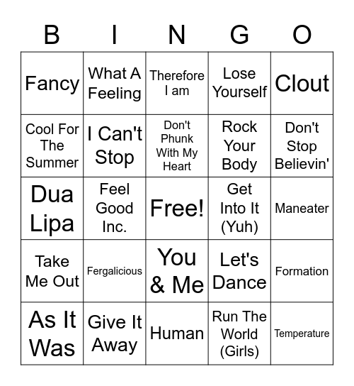 Gym Class Heros 2 Bingo Card