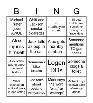 Spring Break Bingo Card