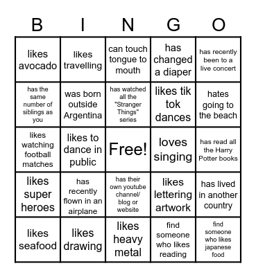 Find someone who... Bingo Card