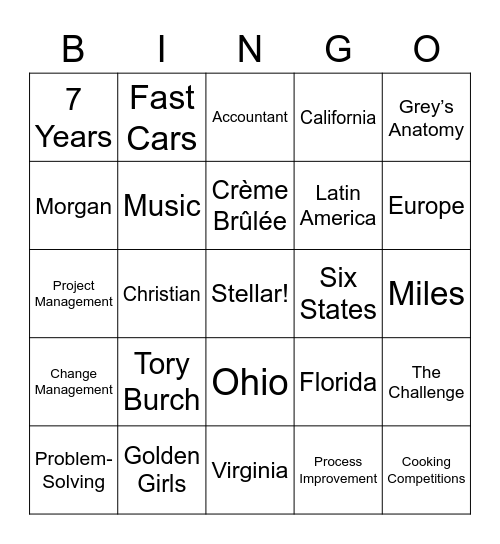 SJA Bingo Card