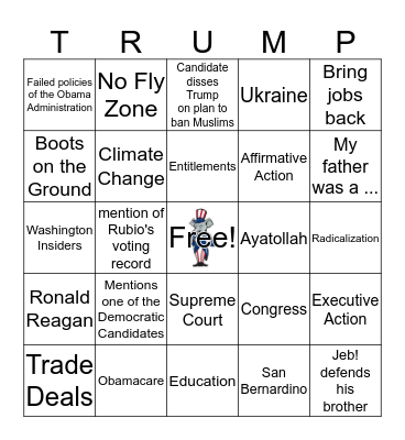 12/15 Republican Debate # 3 Bingo Card
