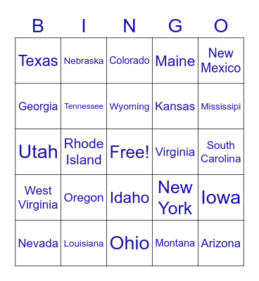T&T STATES Awana Bingo Card