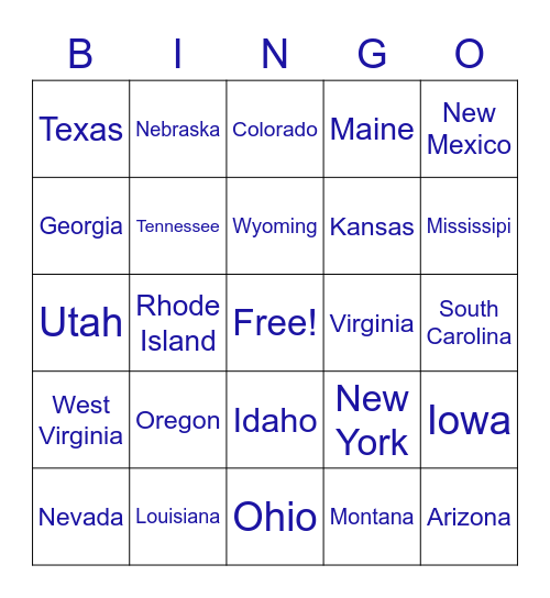 T&T STATES Awana Bingo Card