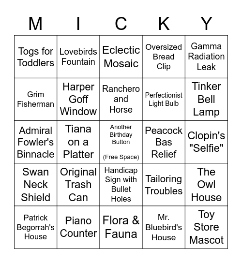 DLR Birthday Bingo Card