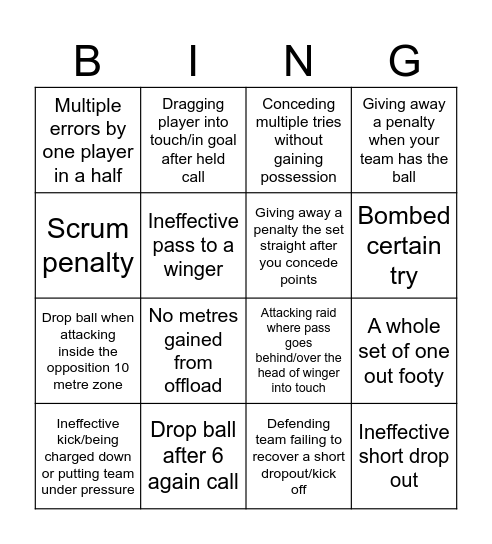 Bottom 8 Bingo Card