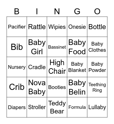CC Baby Shower Bingo Card