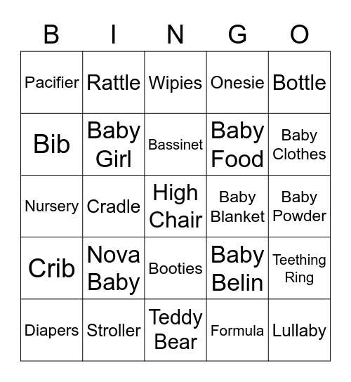 CC Baby Shower Bingo Card