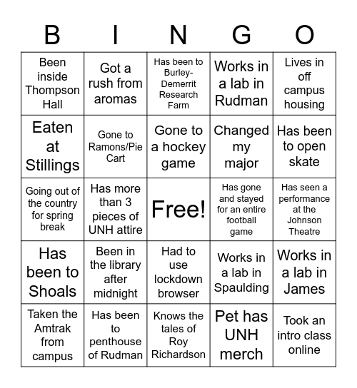 Phi Sigma Bingo Card