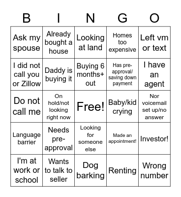 Call Bingo! Bingo Card