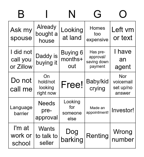 Call Bingo! Bingo Card