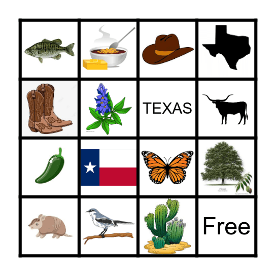 Texas Symbol Bingo Card