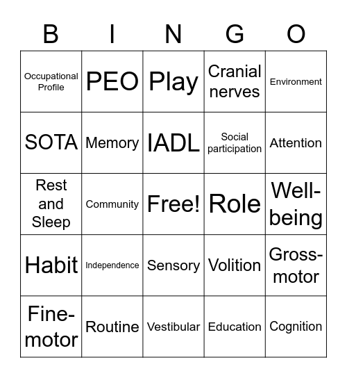 Ot Bingo Card