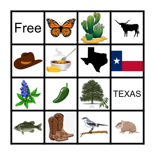 Texas Symbol Bingo Card