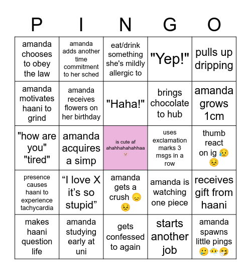 ping bingo (pingo!!) Bingo Card