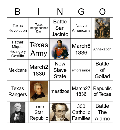 The Texas Revolution Bingo Card